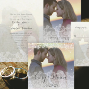 Rustikale Imitate Lace Barn Wood Wedding Einladung