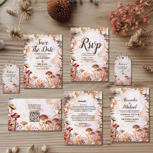 Mushroom Toadstool verzauberte Waldhochzeit All In One Einladung
