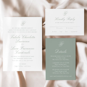 Talula Sage Green Elegant Wedding RSVP Karte