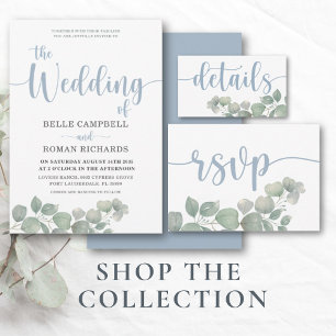 Rustikale Staubblaue RSVP-Hochzeitspostkarte Einladungspostkarte