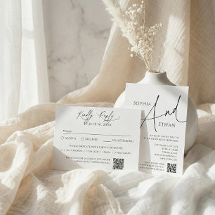 Minimalistische Kalligrafie Lässige White Wedding Einladung