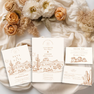 Western Boho Cactus Wüste Landscape Wedding Dankeskarte