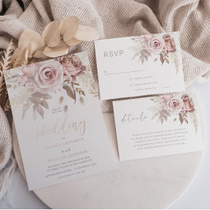 Schönes Blush Floral Hochzeitsprogramm Fächer