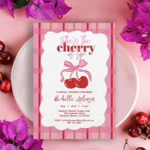 Handgezeichnete Kirsche obenauf Rosa Rote Hochzeit Pappteller
