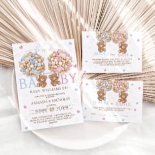 Bear Pink Blue Diaper Raffle Begleitkarte