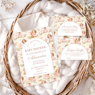 Sanfte Baby-Party - Windel-Raffel in Rosa Begleitkarte