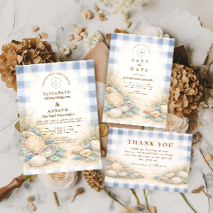 Elegante Hochzeit am Meer mit Muscheln Save The Date
