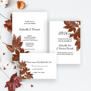 Braun Leaf Briefmarke Hochzeit Einladung