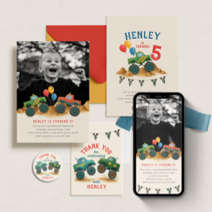 Monster Truck Kindergeburtstag Party Runder Aufkleber