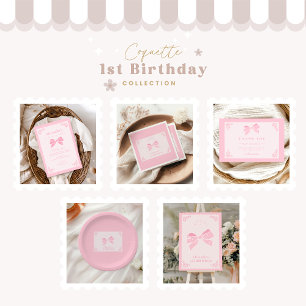 Elegant Bow Floral Extravagant ONE Girl 1. Geburts Pappteller