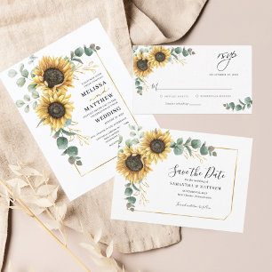 Budget Eukalyptus Sunflower Enclosure RSVP Card