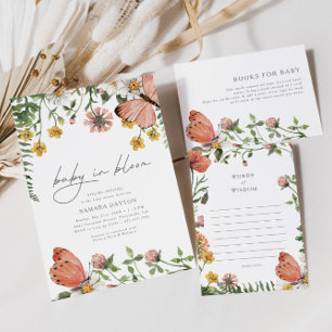 Baby in Bloom Wildblume Babydusche Einladung
