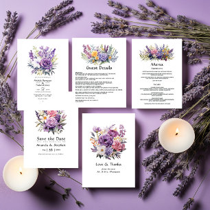 Digital Lavender Floral Wedding Dankeskarte