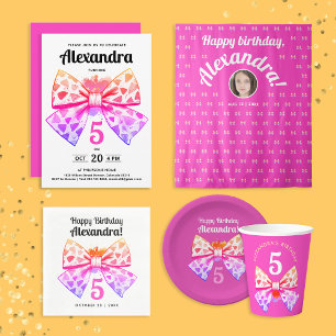 Whimsischer Spaß Girly Pink farbenfrohe Bow Wasser Pappteller