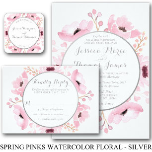Spring Pinks Aquarellfarben Blumenzwiebelhochzeit  Einladung