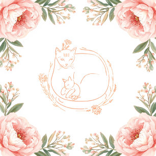 Personalisierter Mama-Katze- und Kätzchen-Blumen-K Tasse