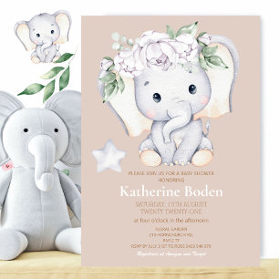 Baby Elefant Aquarell Babydusche All In One Einladung