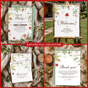 Waldpilze mit Blütendusche Runder Aufkleber