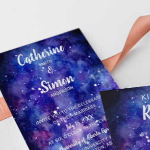 Aquarellgalaxie: Handschrift der Sternennacht Einladung