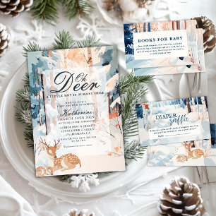 Ach Hirschwald Winter Windeln Raffle Babydusche Begleitkarte