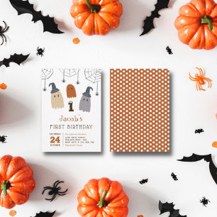 Niedliche Spooky Geister und Spinnen Erster Geburt Einladung