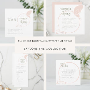 Art Nouveau Vintag Blush Butterfly Hochzeitssemble Dankeskarte