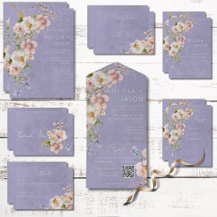 Pastel Floral Moderne Lila Hochzeitsempfehlung Begleitkarte