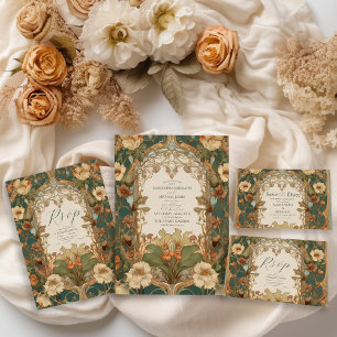 Flora Vintage Jugendstil-Hochzeit RSVP Karte