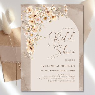 Boho arch neutrales Blumengrabzeichen Poster