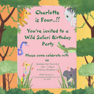 Wild Safari Geburtstagsparty Einladung