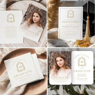 Monogram Wappen Gold White Graduation Party Serviette