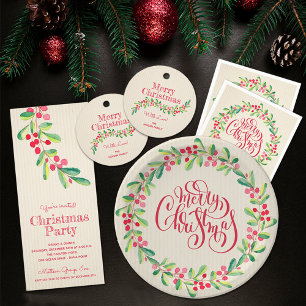 Berries and Greenery Christmas Photo Feiertagskarte