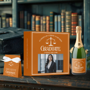 Custom Orange White Law School Graduation Party