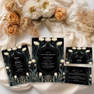 Dekorative Hochzeit europäischer floraler Jugendst Einladung