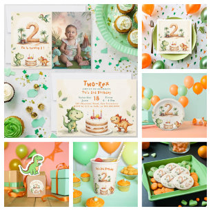 Two-Rex Dinosaur 2. Geburtstagspapier Serviette