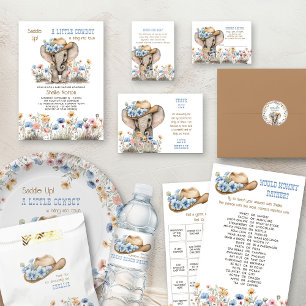 Little Cowboy Elephant und Boho Wildblume Pappteller