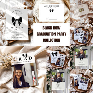 Foto Black Bow Graduation Party Dankeskarte