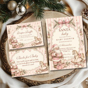 Rosa Weihnachts-Babyparty mit Weihnachtsmann Serviette