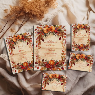 Fall Floral Pumpkin Rustikale Hochzeit Einladung