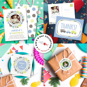 Boys Toys Fun Transport Foto 2. Geburtstag Party Einladung