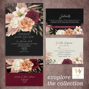 Romantische Blumenzeremonie in Burgundy Black Wedd Poster