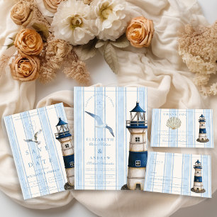 Hochzeit des Wasserfarben-Leuchtturms Save The Date