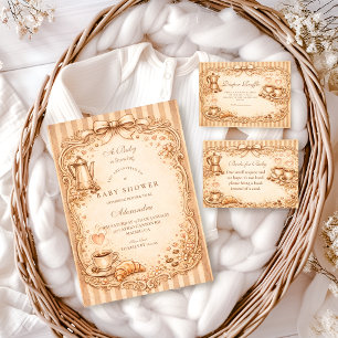 Vintage-Café-Baby-Shower Einladung