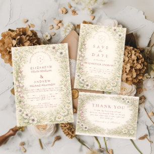 Vintage-Hochzeit im botanischen Garten für Wildblu Dankeskarte