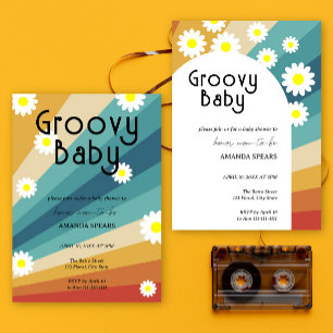 Groovy Baby Retro Daisy Baby Shower Einladung