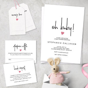 Minimalist Baby Girl shower book request bookplate Mitteilungskarte