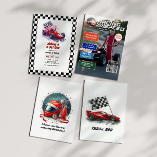 Race Car Birthday Dankeskarte