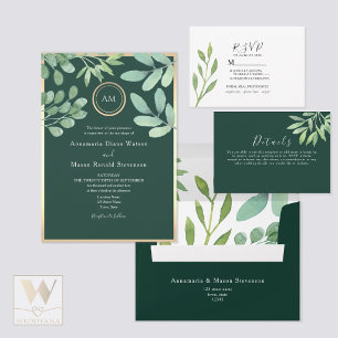 Emerald Green Botanical Wedding Seating Chart