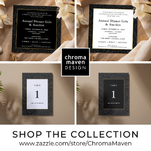 Elegantes Black Gold Corporate Dinner Einladung