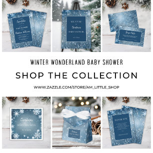 Winter Wonderland Blue Baby Dusche Einladung